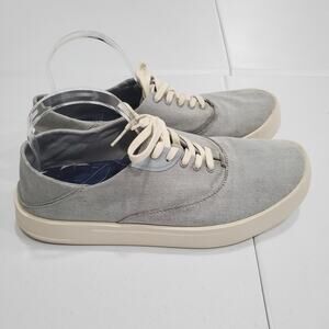 OluKai Tradewind Shoes Mens Size 10.5 Gray Canvas Lace Up Casual Low Top 10533